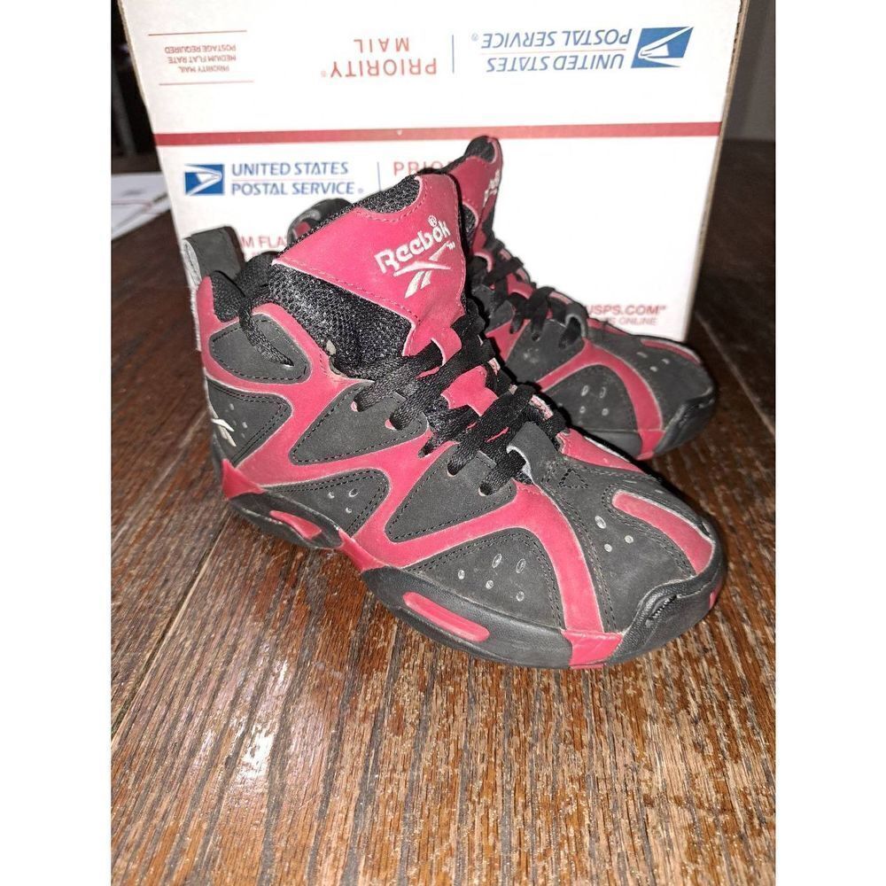 Boys Size 13 Reebok Red Black Kamikaze 1 Sneakers Mid Top Athletic Shoes